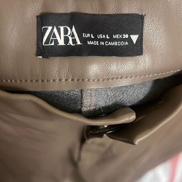 ✨ZARA Faux Leather Legging in Light Brown Sz Large✨ - Picture 11 of 12